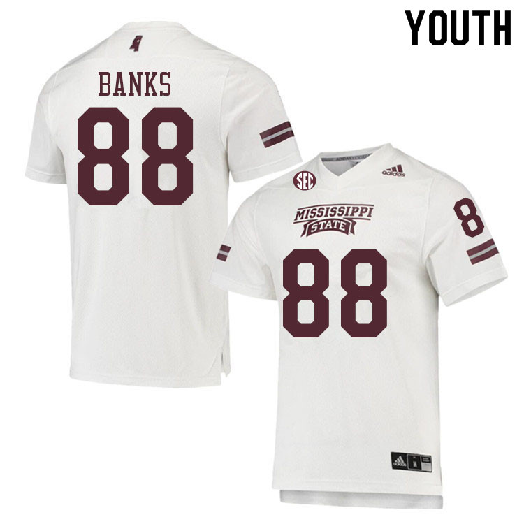 Youth #88 Carson Banks Mississippi State Bulldogs College Football Jerseys Sale-White - Click Image to Close